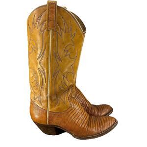 🤎 Dan Post Brown Leather Lizard Western Boots Women’s 6.5C wide